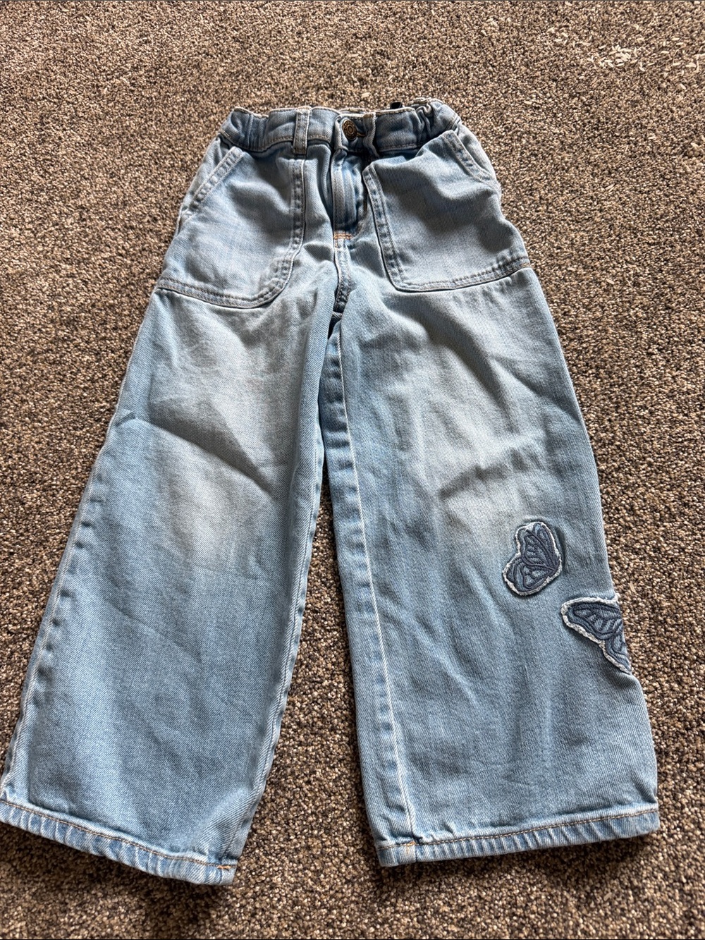 OshKosh B'gosh Light Blue Wide-Leg Jeans with Butterfly Patches